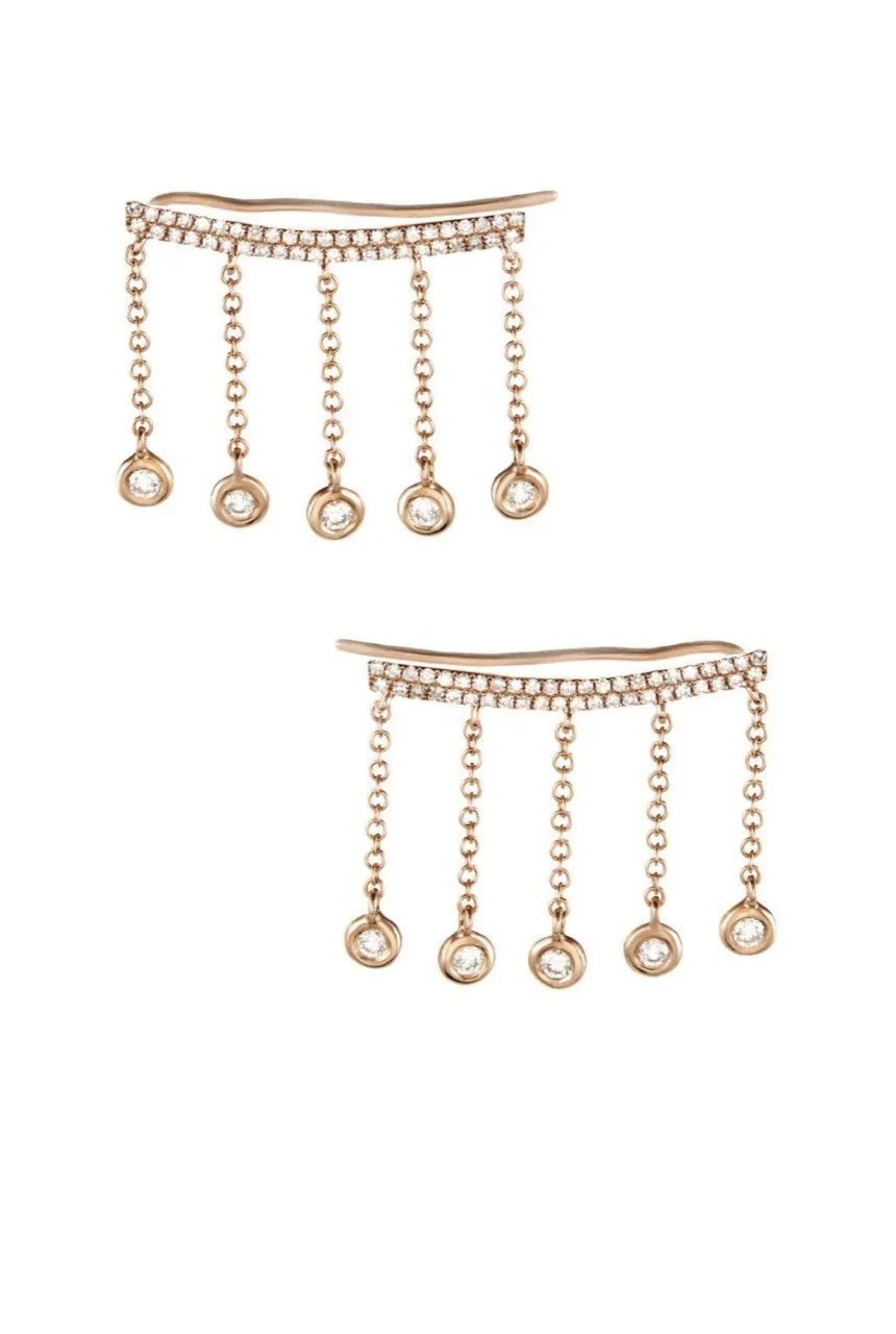 14KT Gold Diamond Ear Crawler Earrings