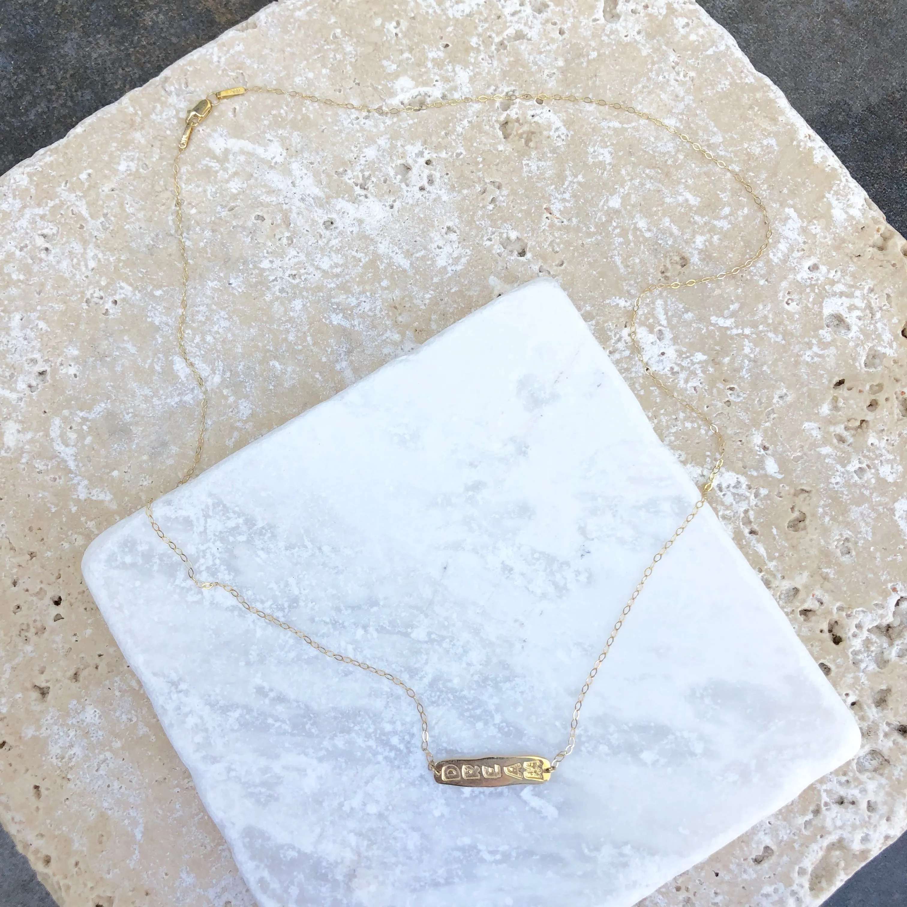 14KT Yellow Gold Dream Plate Station Necklace