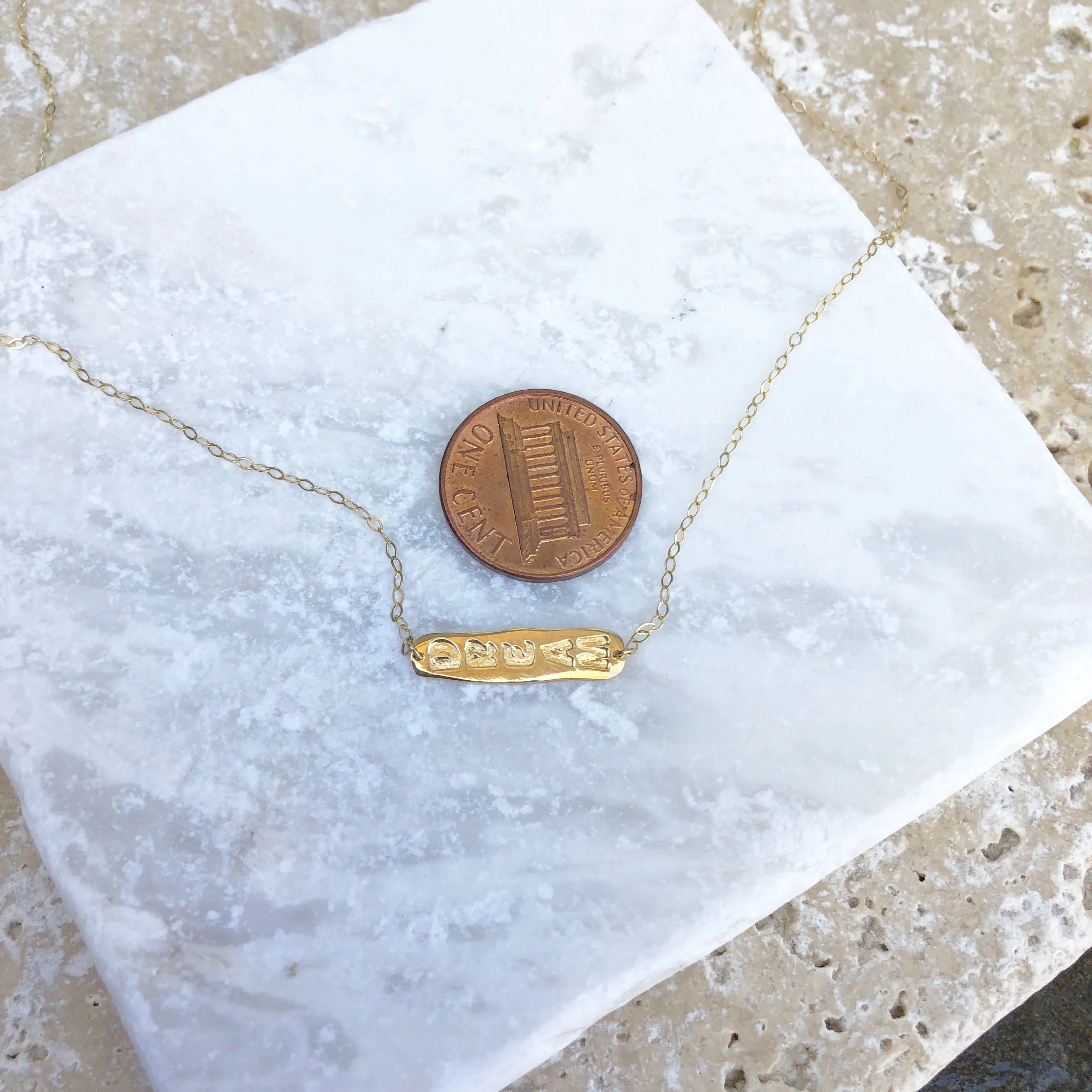 14KT Yellow Gold Dream Plate Station Necklace