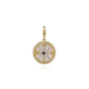 14KY Diamond Starburst Mother of Pearl Medallion Charm