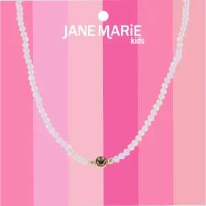 14" Pink Faceted Beaded Necklace with Gold Happy Face