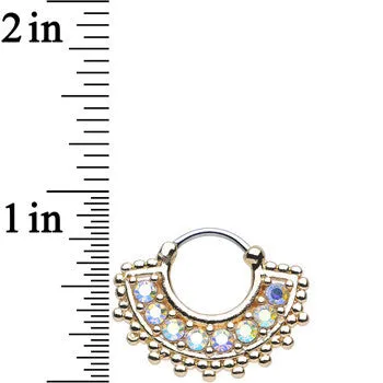 16 Gauge 3/8 Aurora CZ Gold IP Tribal Queen Septum Clicker