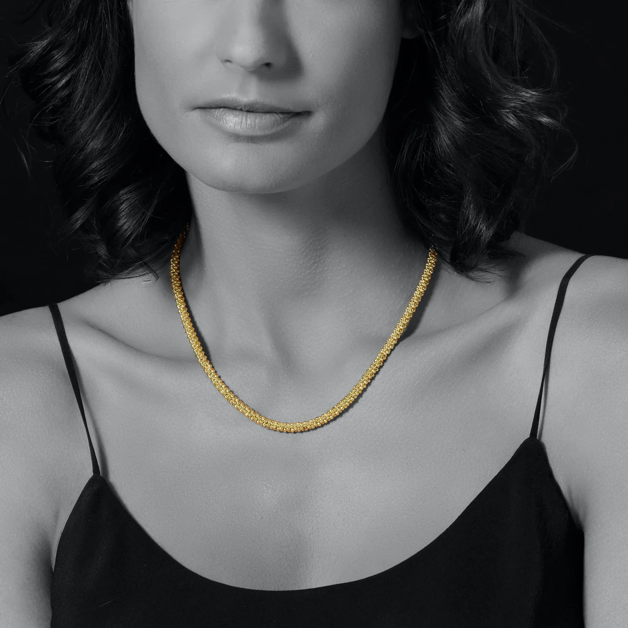 18K Gold Caviar Necklace | 4mm