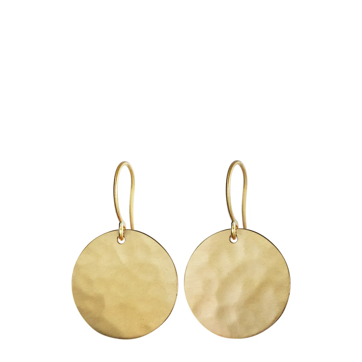 18K Gold Medium Hammered Disc Earrings