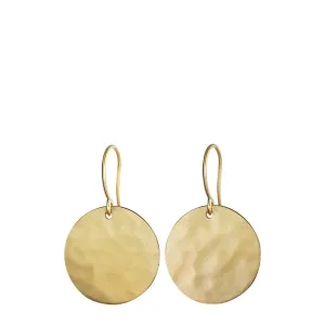 18K Gold Medium Hammered Disc Earrings