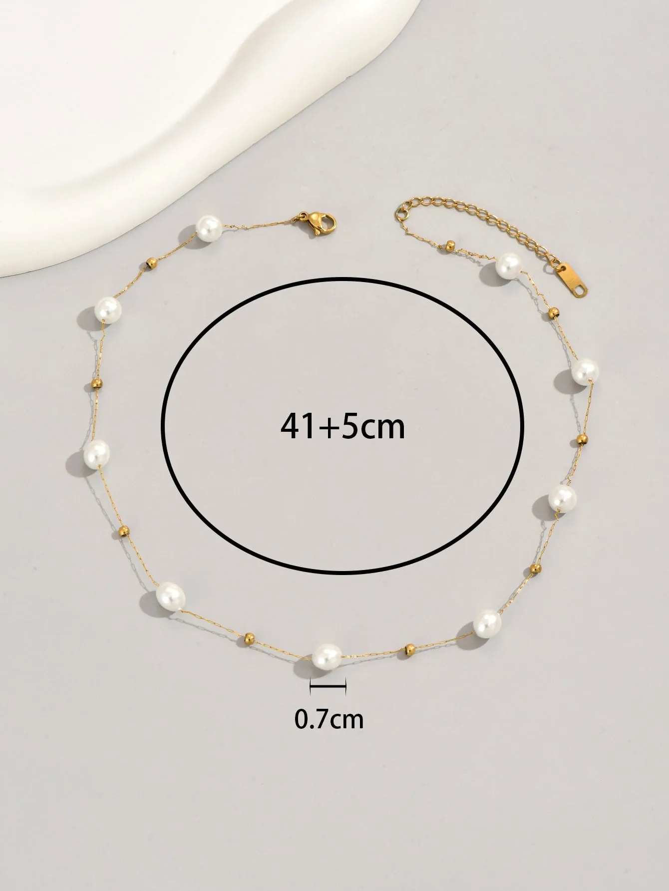 18k Gold Plated 1pc Stainless Steel Beaded Necklace, Suitable For Daily Wear And Holiday Gifts For Friends