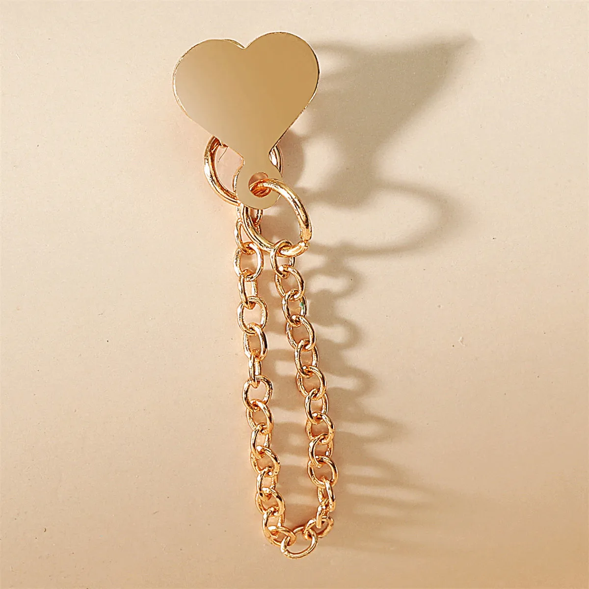 18K Gold-Plated Heart Chain Ear Jacket