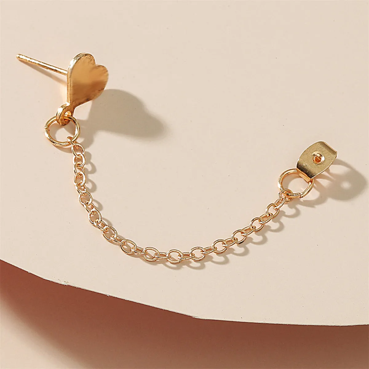 18K Gold-Plated Heart Chain Ear Jacket