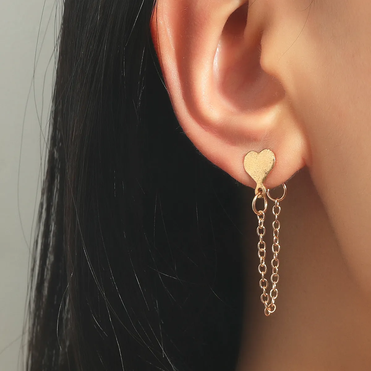 18K Gold-Plated Heart Chain Ear Jacket