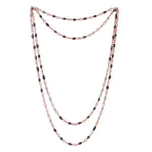 18K Rose Gold Faceted Multicolor Ice Diamond Beads Rope Lariat Long Necklace For Her