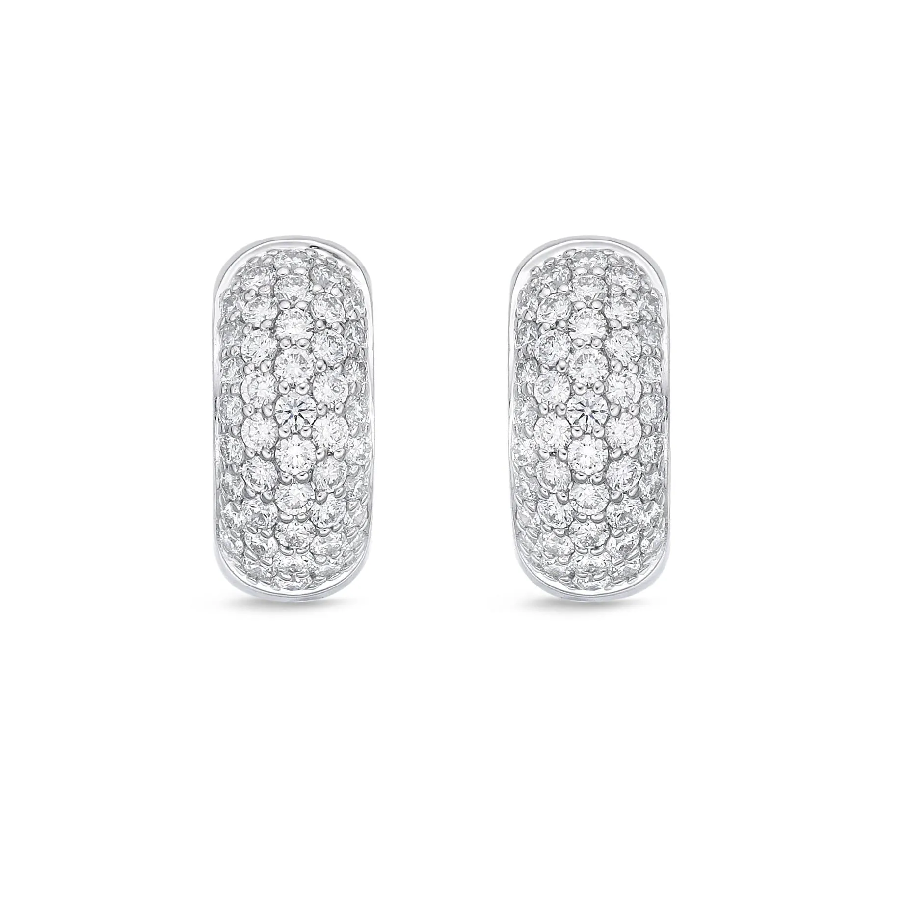 18K White Gold 4/5Ct Diamond Huggie Earrings