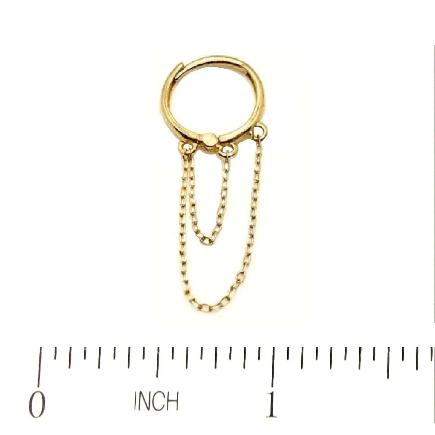 18K Yellow Gold Double Looped Chain Huggie Hoop Earrings