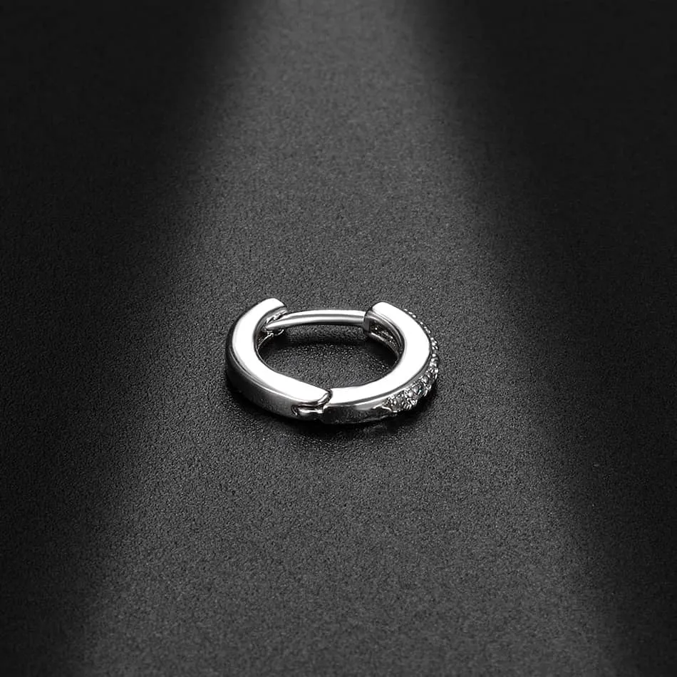 1PC Steel Zircon Hinged Hoops Ear Ring