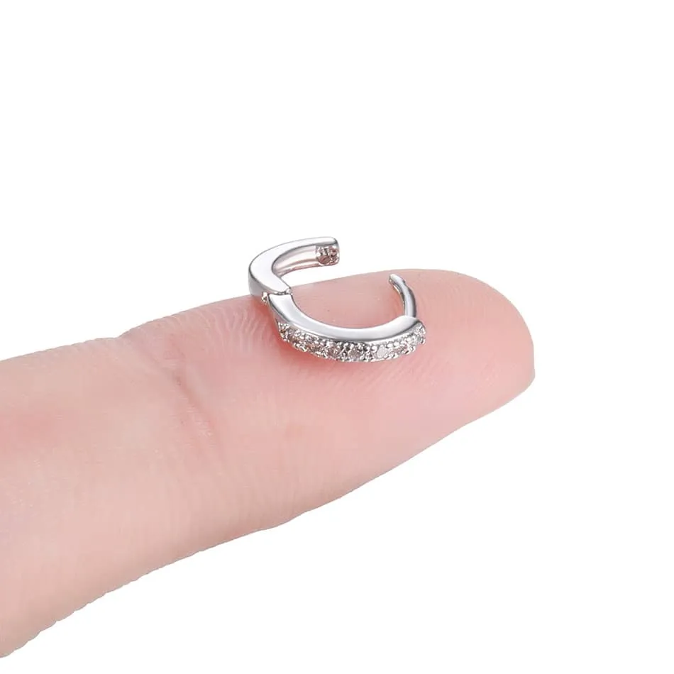 1PC Steel Zircon Hinged Hoops Ear Ring
