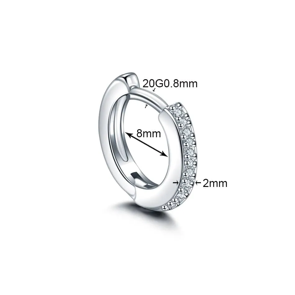 1PC Steel Zircon Hinged Hoops Ear Ring