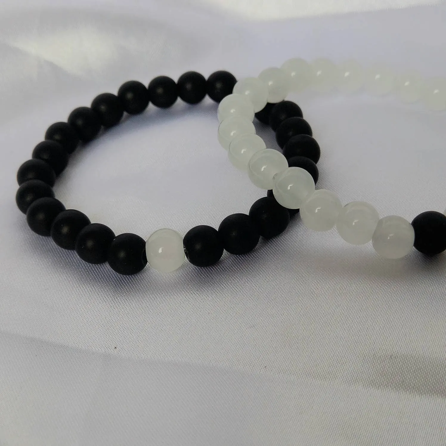 2 Matching Friendship Bead Bracelets - Beaded Jewellery,Friendship Jewellery,Beaded Bracelets,Friendship Bracelet,Black & White Jewellery