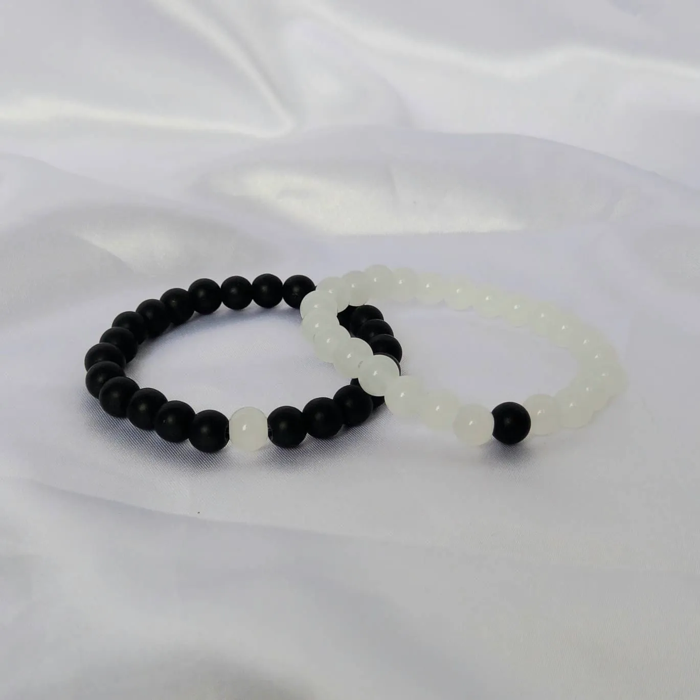 2 Matching Friendship Bead Bracelets - Beaded Jewellery,Friendship Jewellery,Beaded Bracelets,Friendship Bracelet,Black & White Jewellery