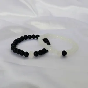 2 Matching Friendship Bead Bracelets - Beaded Jewellery,Friendship Jewellery,Beaded Bracelets,Friendship Bracelet,Black & White Jewellery