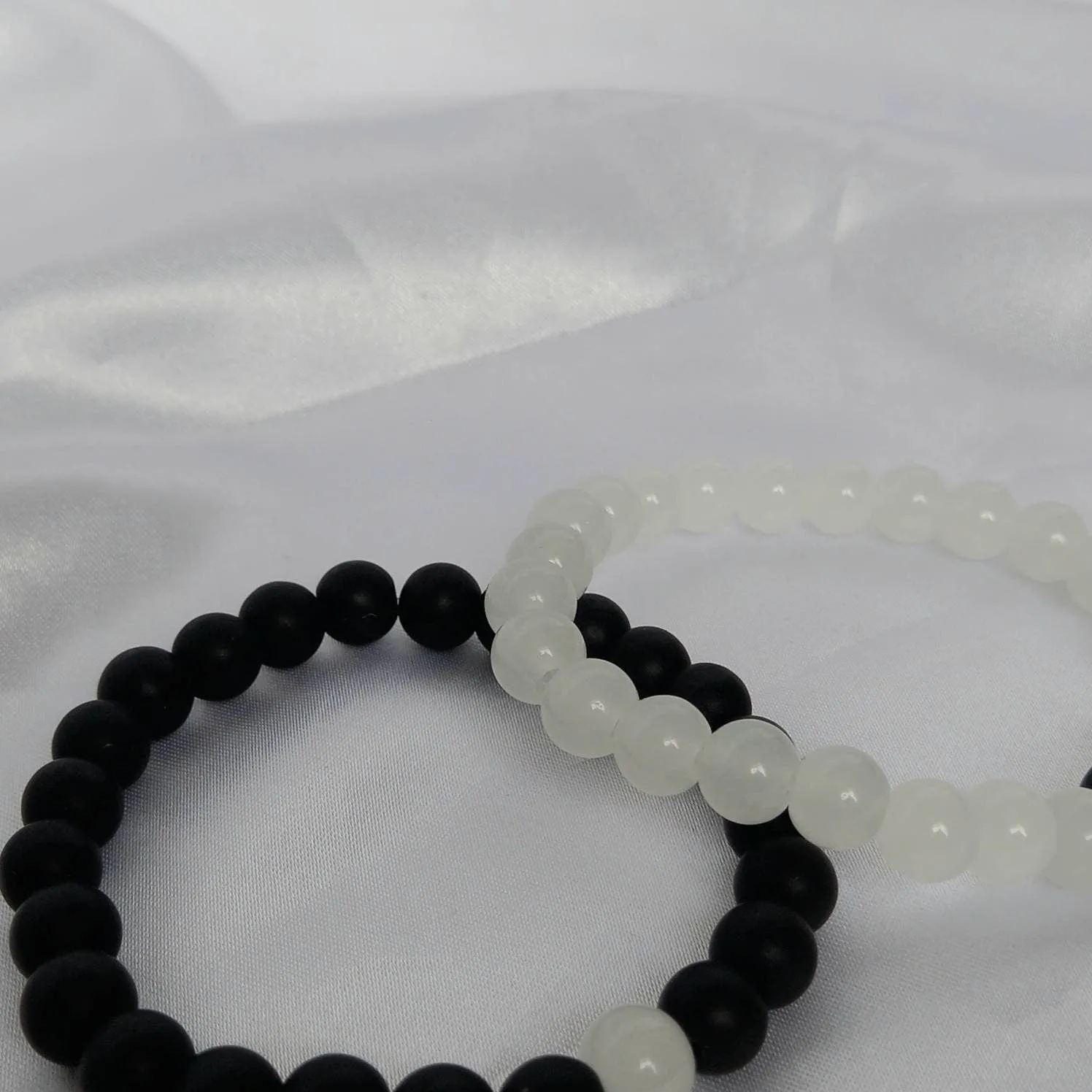 2 Matching Friendship Bead Bracelets - Beaded Jewellery,Friendship Jewellery,Beaded Bracelets,Friendship Bracelet,Black & White Jewellery