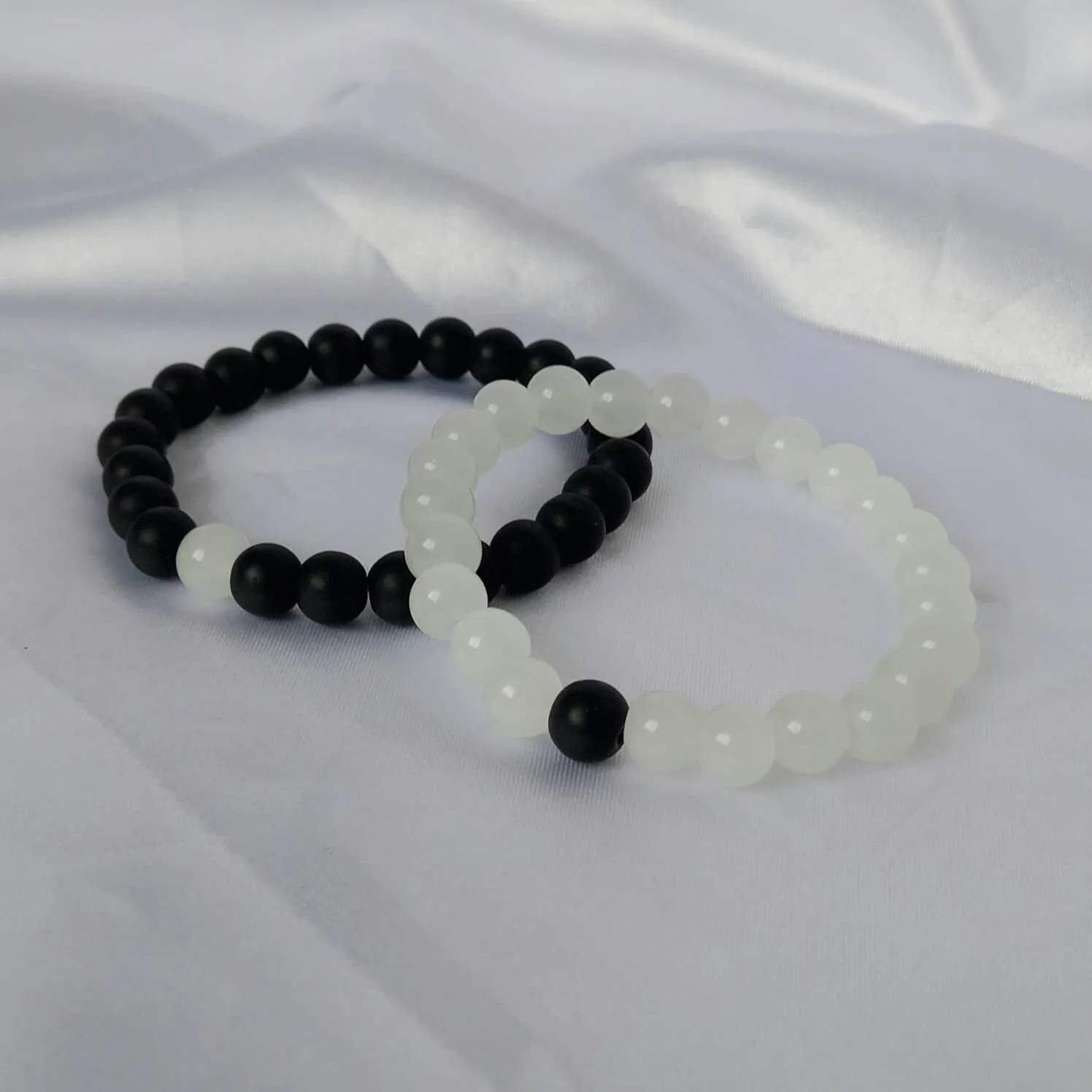 2 Matching Friendship Bead Bracelets - Beaded Jewellery,Friendship Jewellery,Beaded Bracelets,Friendship Bracelet,Black & White Jewellery