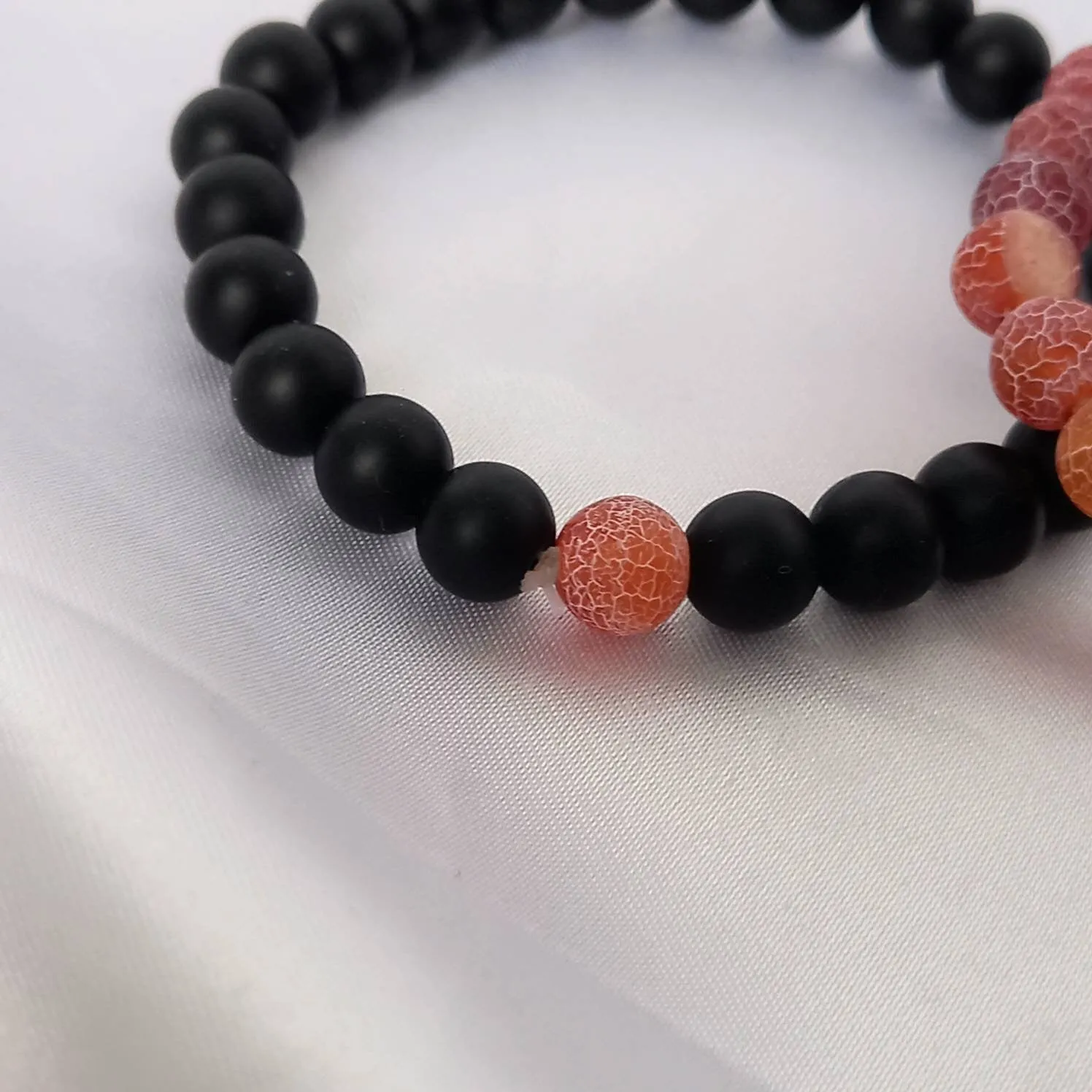 2 Matching Friendship Bead Bracelets - Beaded Jewellery,Friendship Jewellery,Beaded Bracelets,Friendship Bracelets,Black & Orange Jewellery