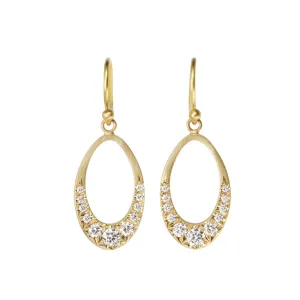 20K Gold Mini Pearshape "Doorknocker" Earrings with Pave Diamonds