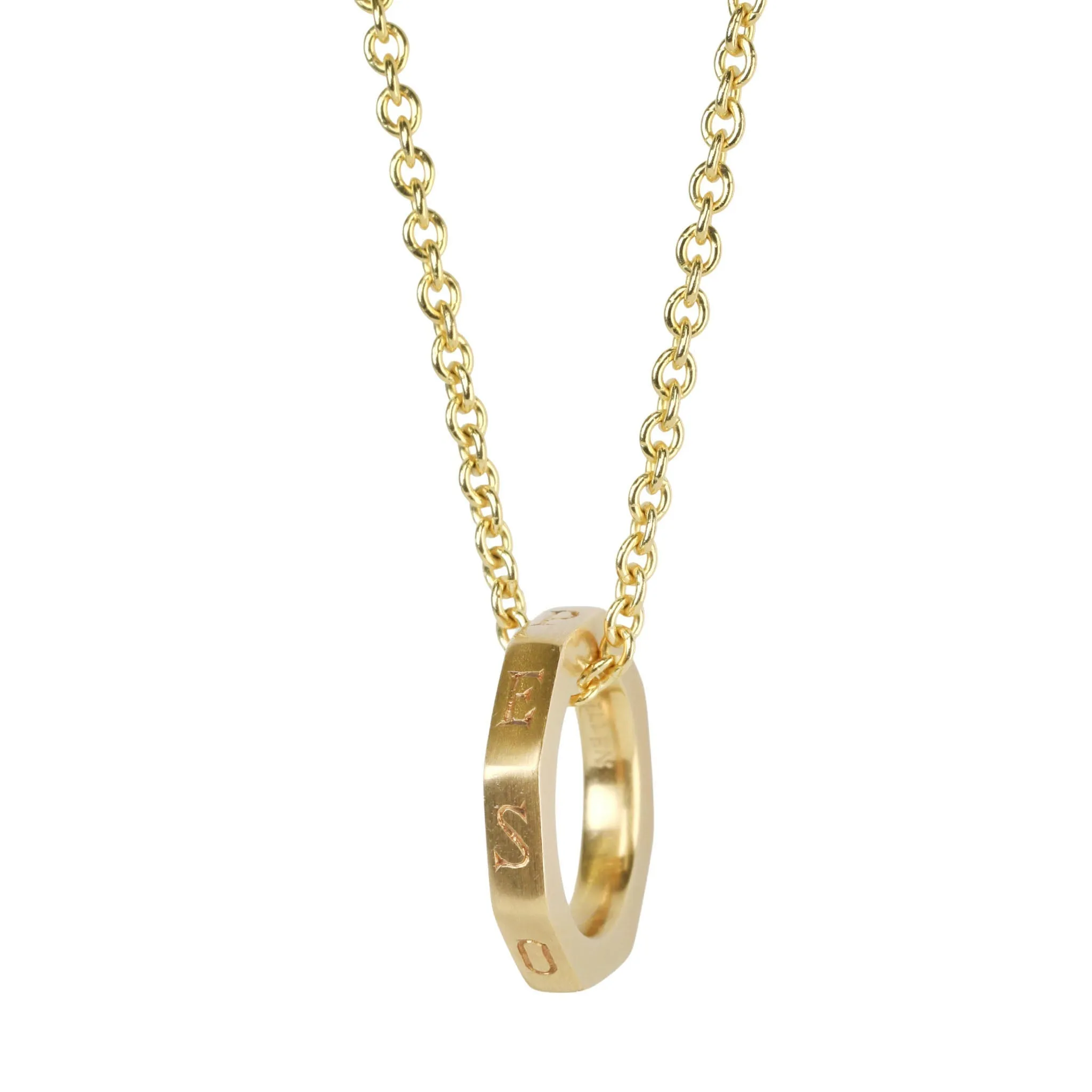 20K Gold Octagonal Open Pendant with "Opes / Spes" Engraving