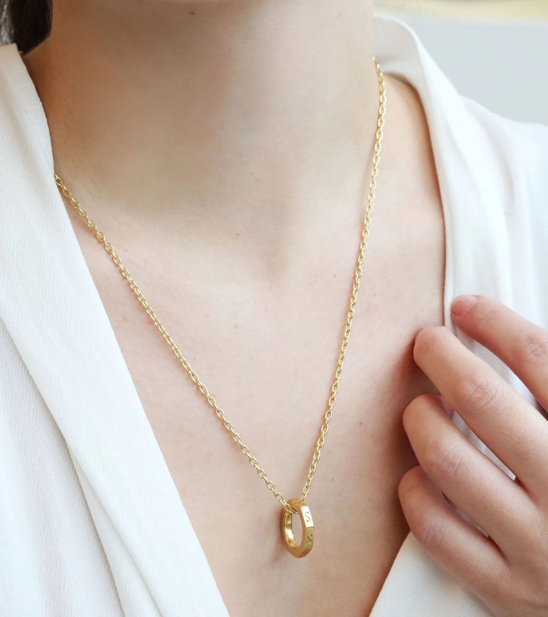 20K Gold Octagonal Open Pendant with "Opes / Spes" Engraving