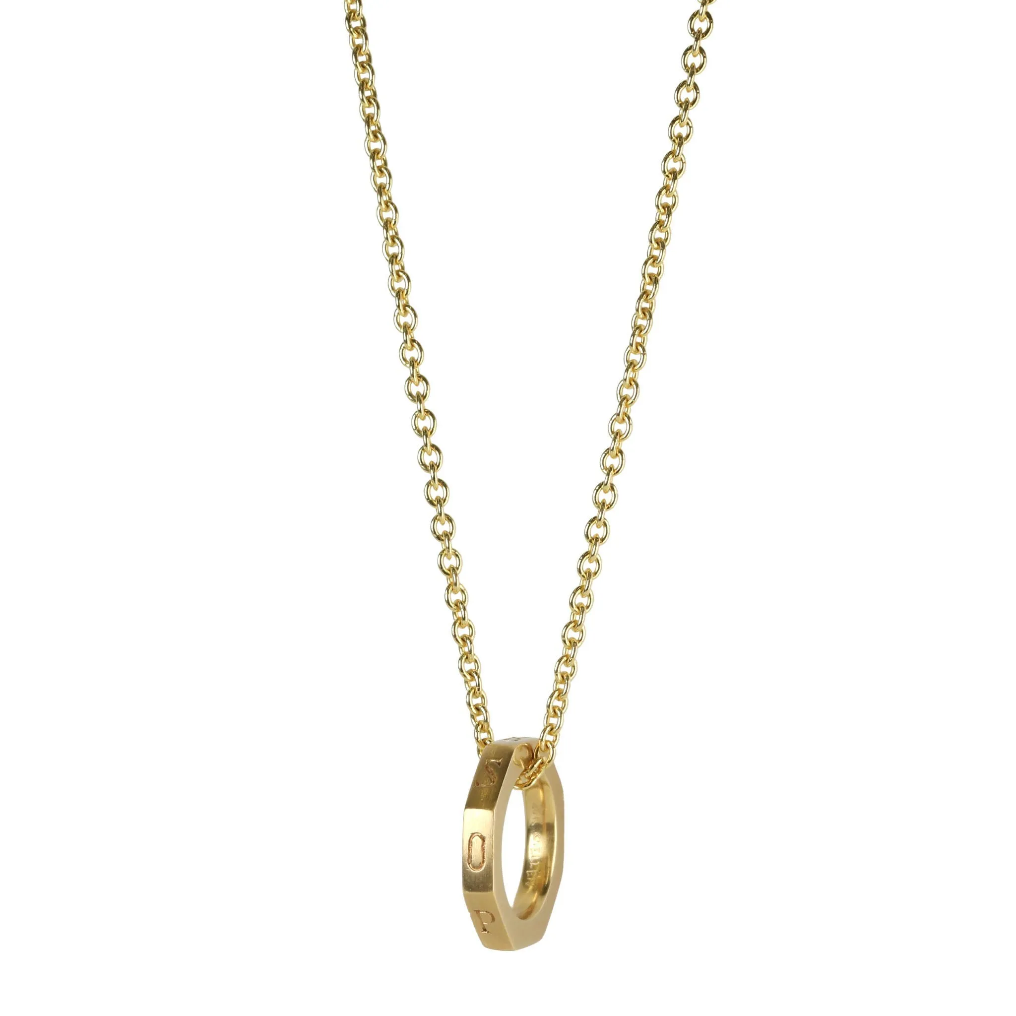 20K Gold Octagonal Open Pendant with "Opes / Spes" Engraving