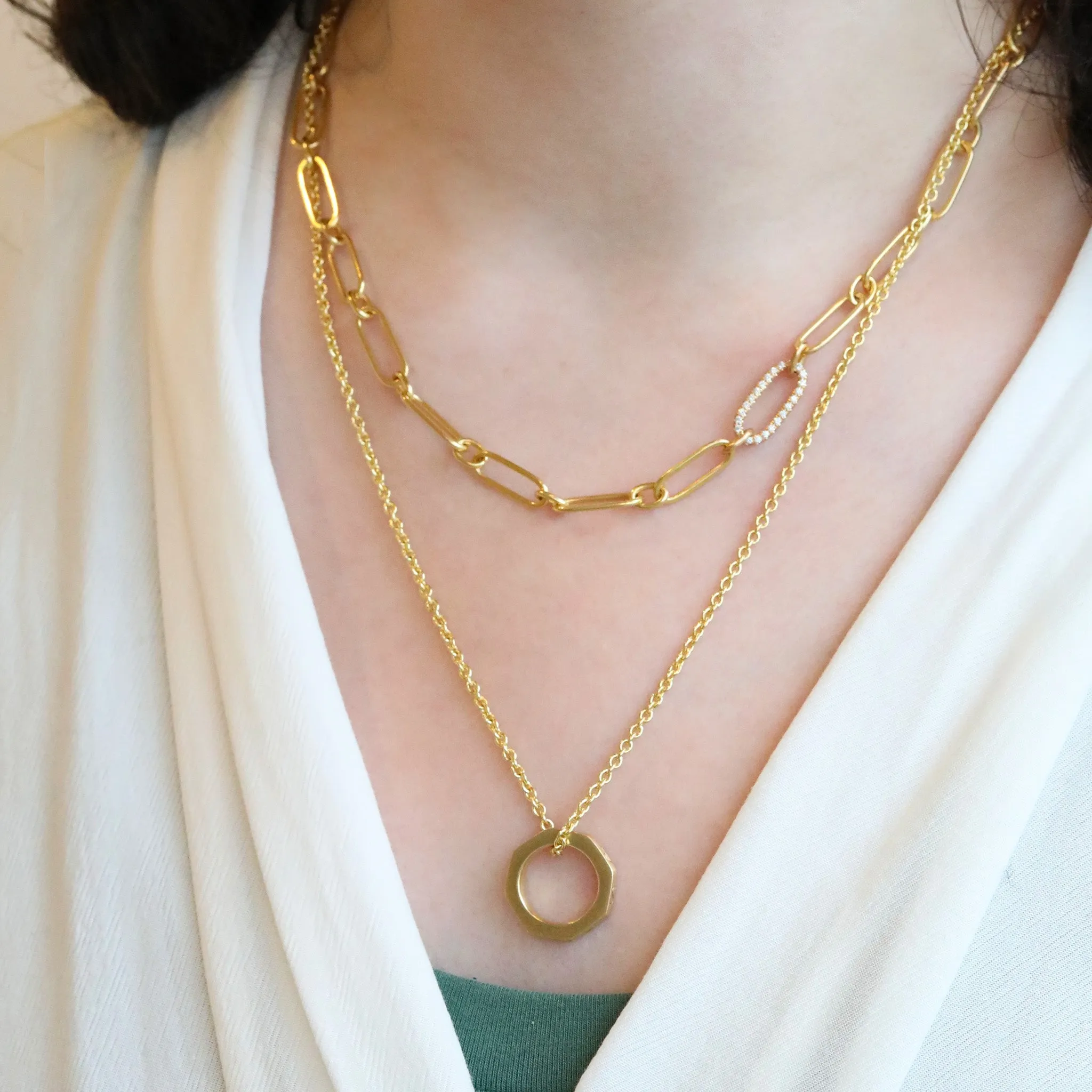 20K Gold Octagonal Open Pendant with "Opes / Spes" Engraving