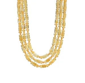 3-Strand Citrine Rondelle and Barrel Shaped Bead Necklace w/ 14k and 18k Gold