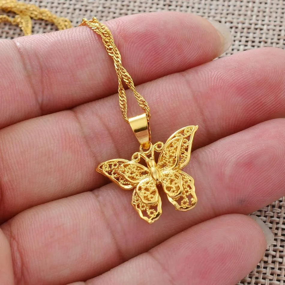 4 PIECE SET 18k gold plated Butterfly Necklaces, butterfly pendant necklace , butterfly choker, charm butterfly necklace ,