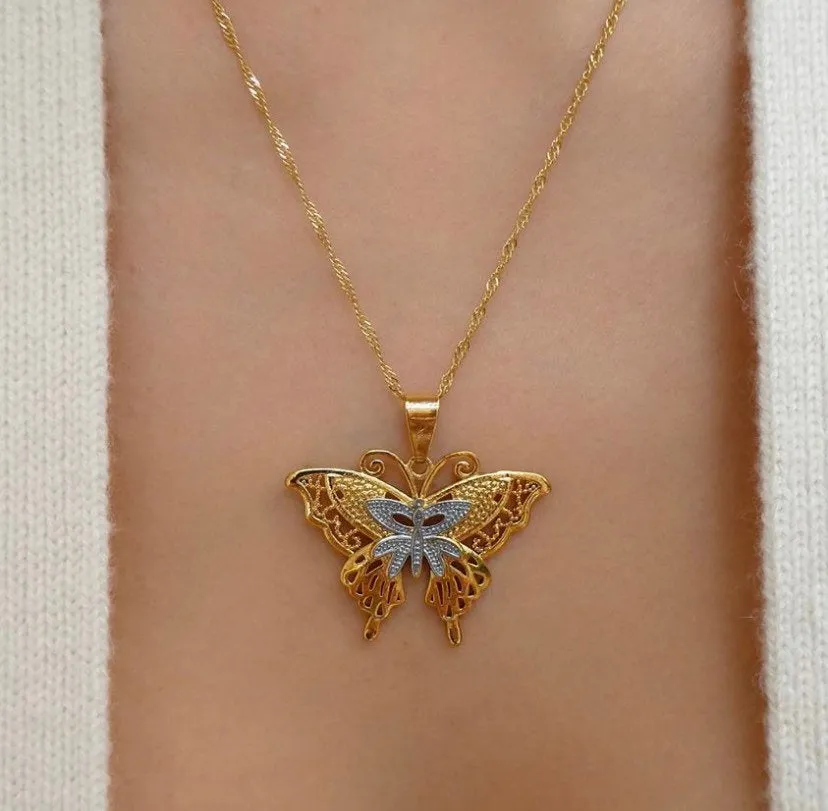 4 PIECE SET 18k gold plated Butterfly Necklaces, butterfly pendant necklace , butterfly choker, charm butterfly necklace ,