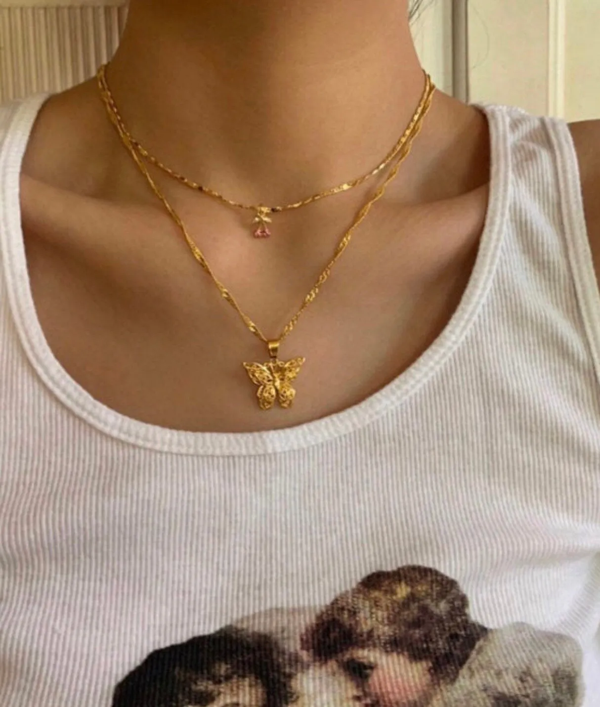 4 PIECE SET 18k gold plated Butterfly Necklaces, butterfly pendant necklace , butterfly choker, charm butterfly necklace ,