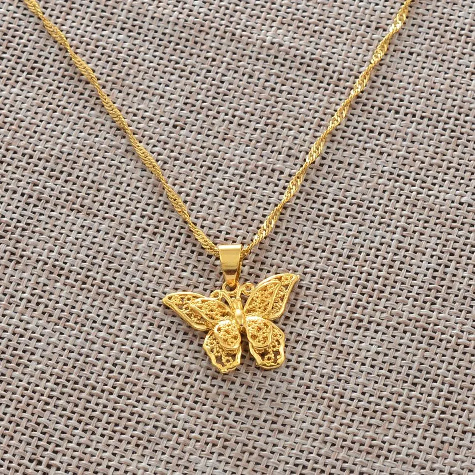 4 PIECE SET 18k gold plated Butterfly Necklaces, butterfly pendant necklace , butterfly choker, charm butterfly necklace ,