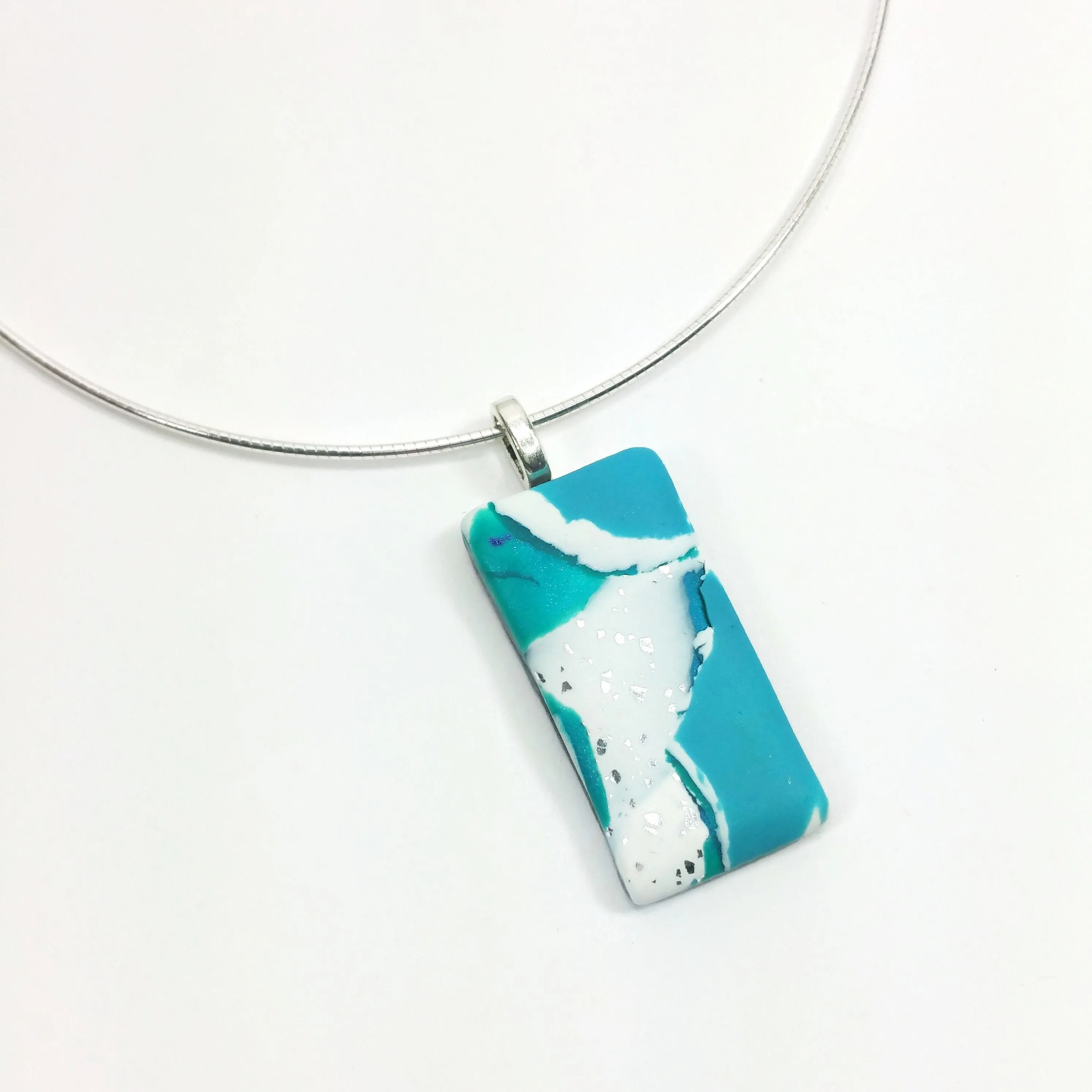 5/8" x 1-3/8" Rectangle Pendant - Turquoise Water