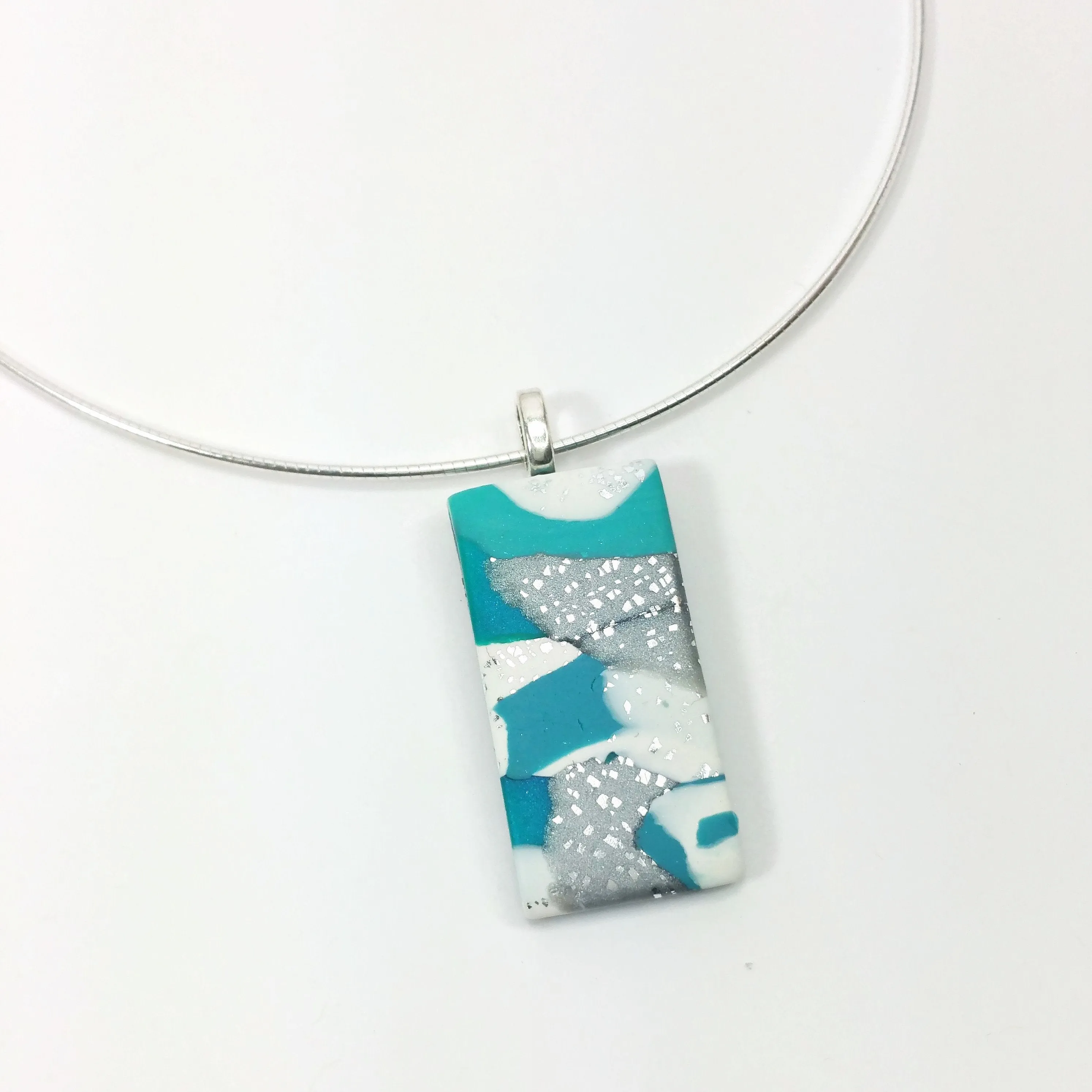 5/8" x 1-3/8" Rectangle Pendant - Turquoise Water