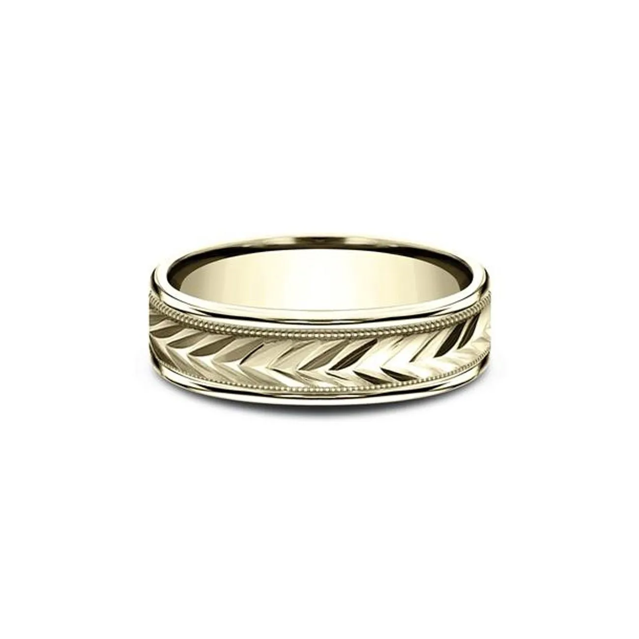 6mm Tribal Arrow Yellow Gold Ring