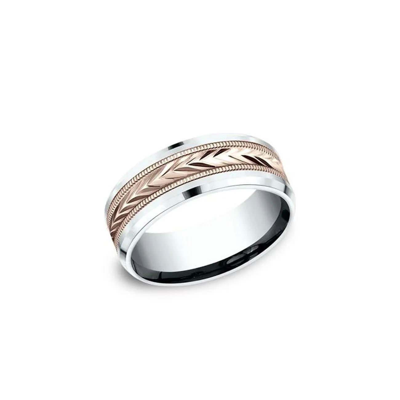 8mm Tribal Arrow Rose and White Gold Ring
