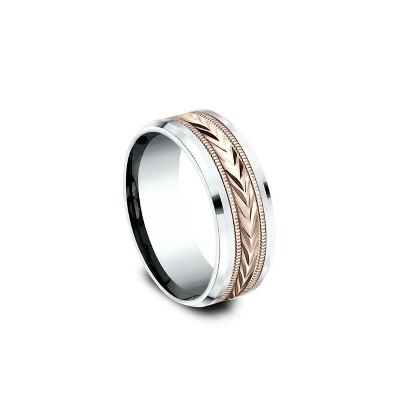 8mm Tribal Arrow Rose and White Gold Ring