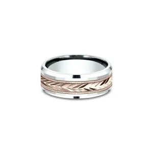 8mm Tribal Arrow Rose and White Gold Ring