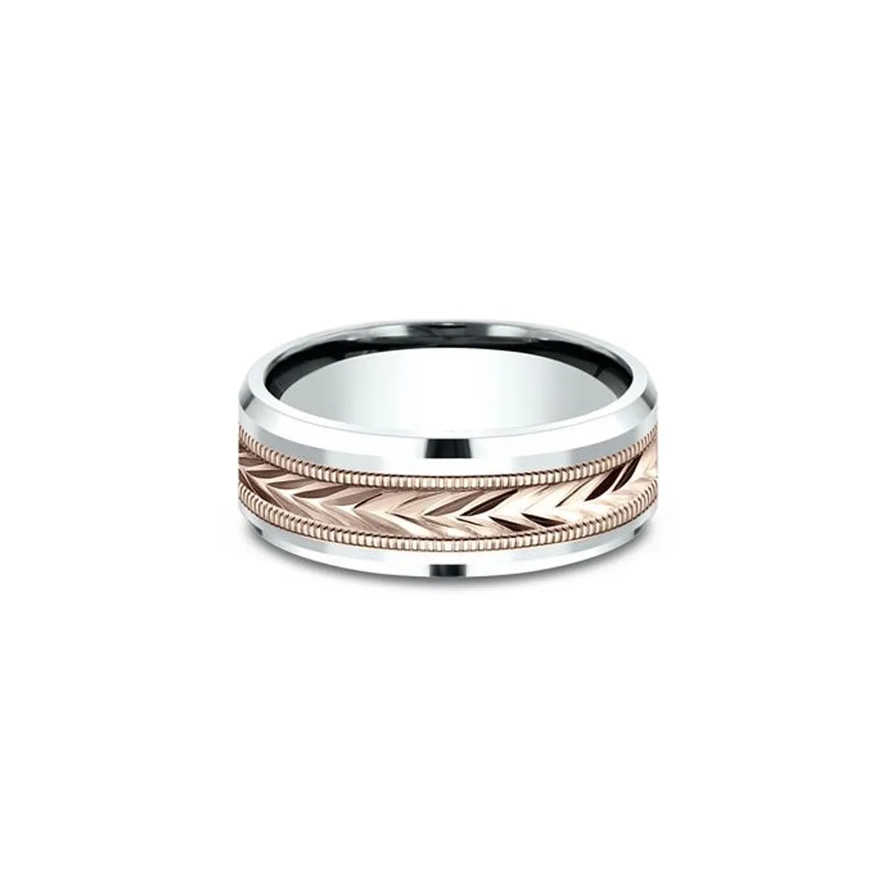 8mm Tribal Arrow Rose and White Gold Ring