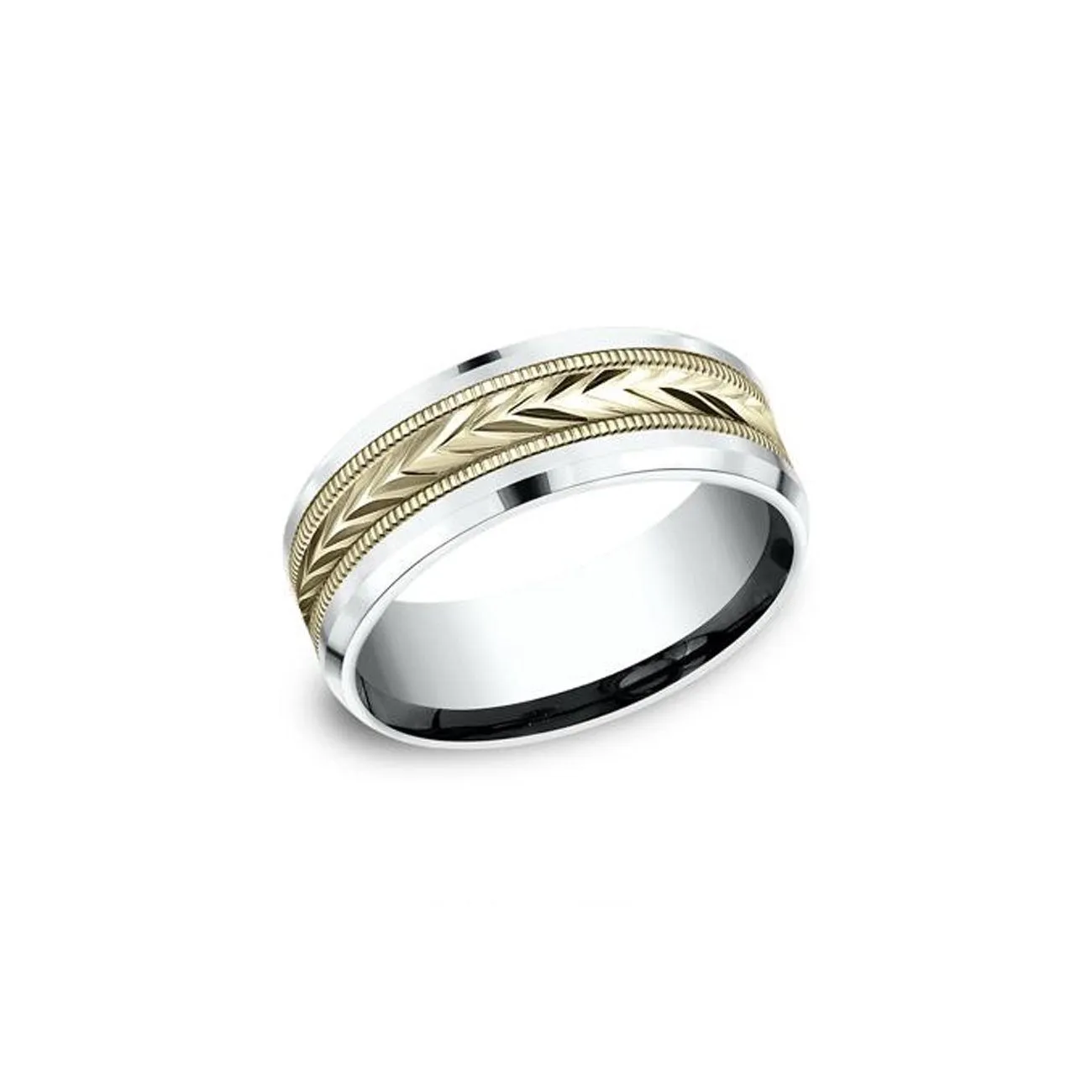 8mm Tribal Arrow Yellow and White Gold Ring