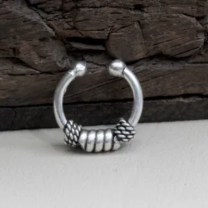 925 Sterling Silver No Piercing Septum nose ear Ring tribal Body jewelry