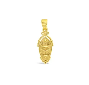 9ct Yellow Gold Marquise Beaded Eye Medallion Pendant