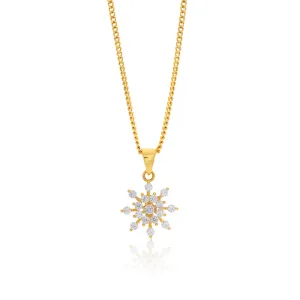 9ct Yellow Gold Zirconia Snowflake Pendant