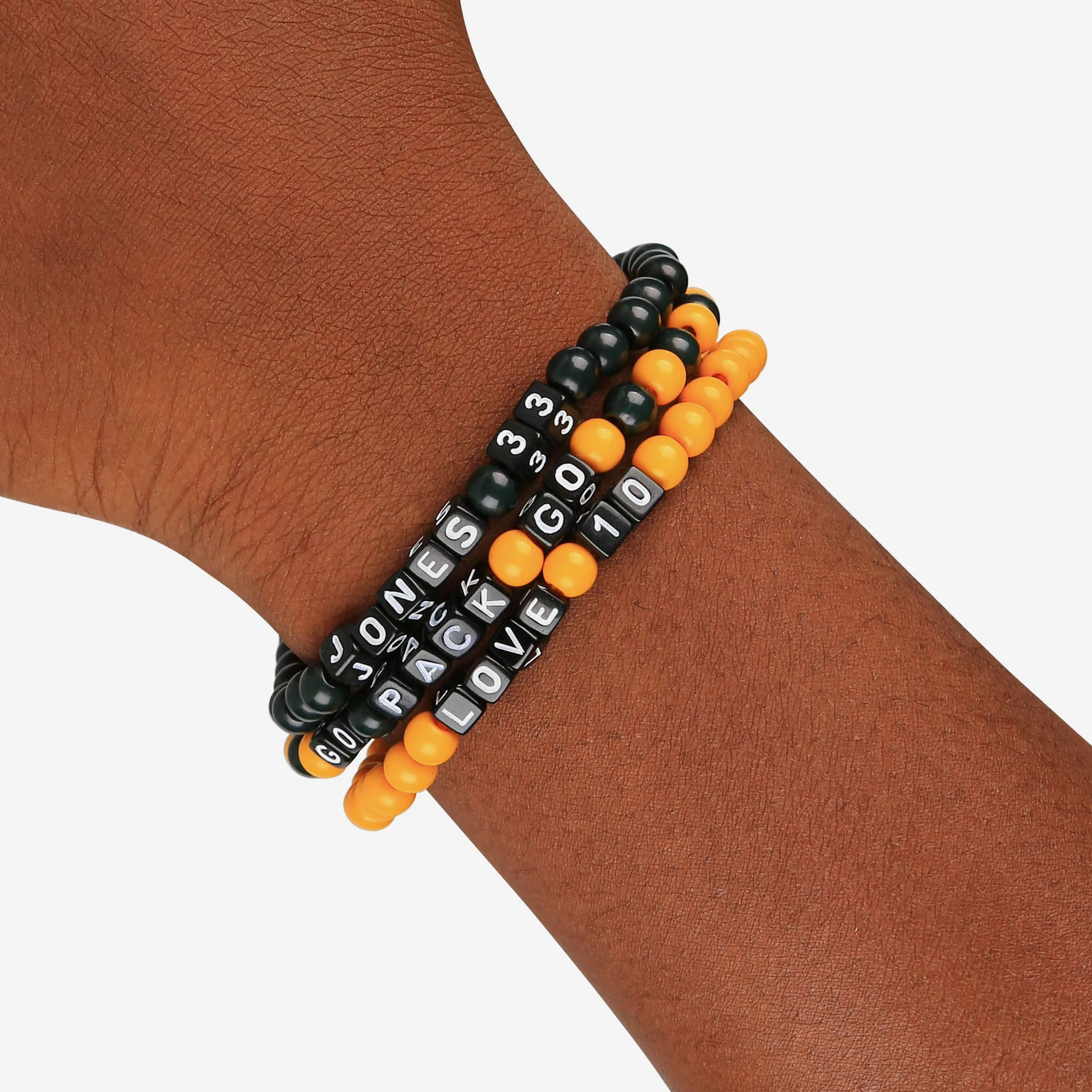 Aaron Jones & Jordan Love Green Bay Packers 3 Pack Player Beaded Friendship Bracelet