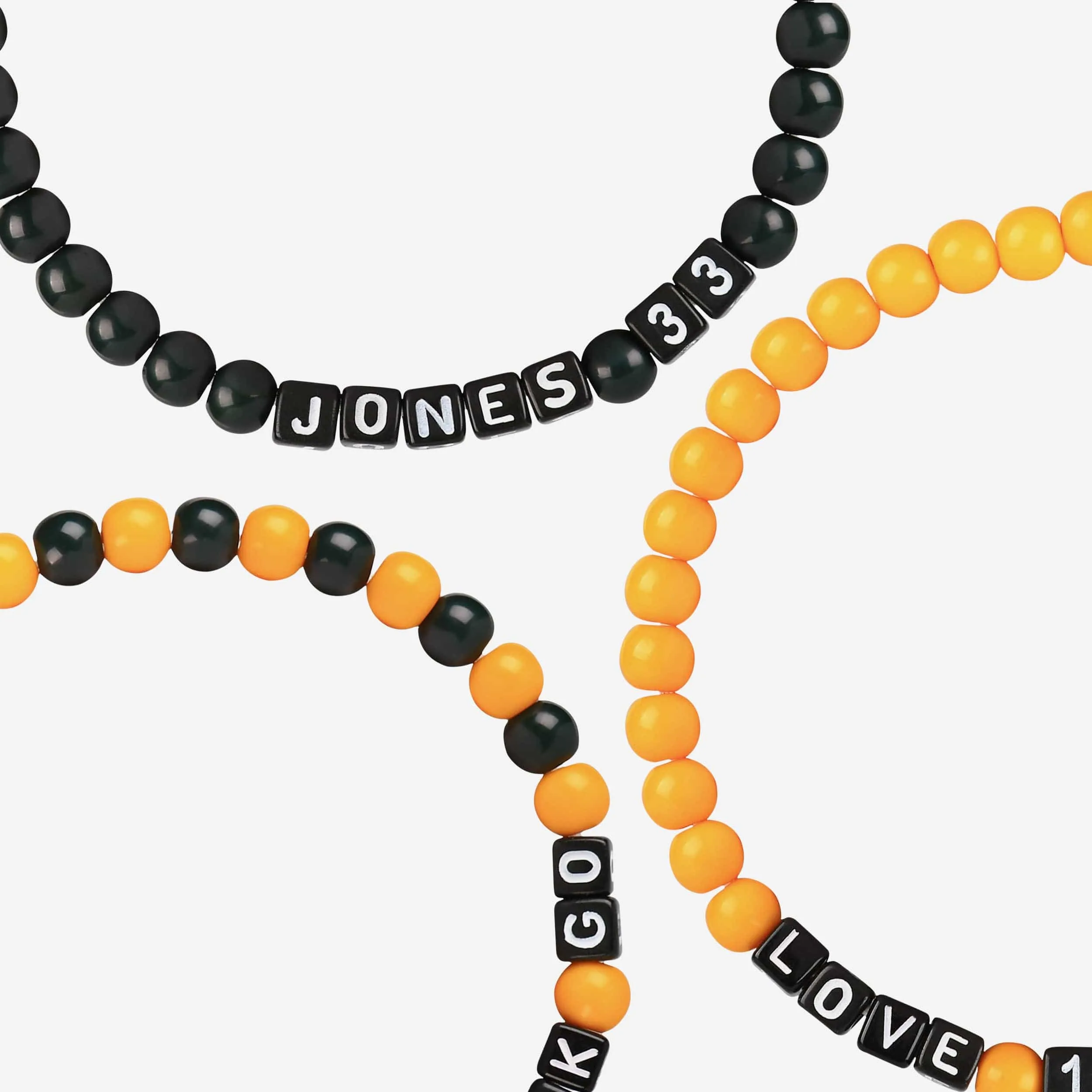 Aaron Jones & Jordan Love Green Bay Packers 3 Pack Player Beaded Friendship Bracelet