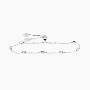 Adjustable Moon Cut Stazione Friendship Bracelet (Silver)