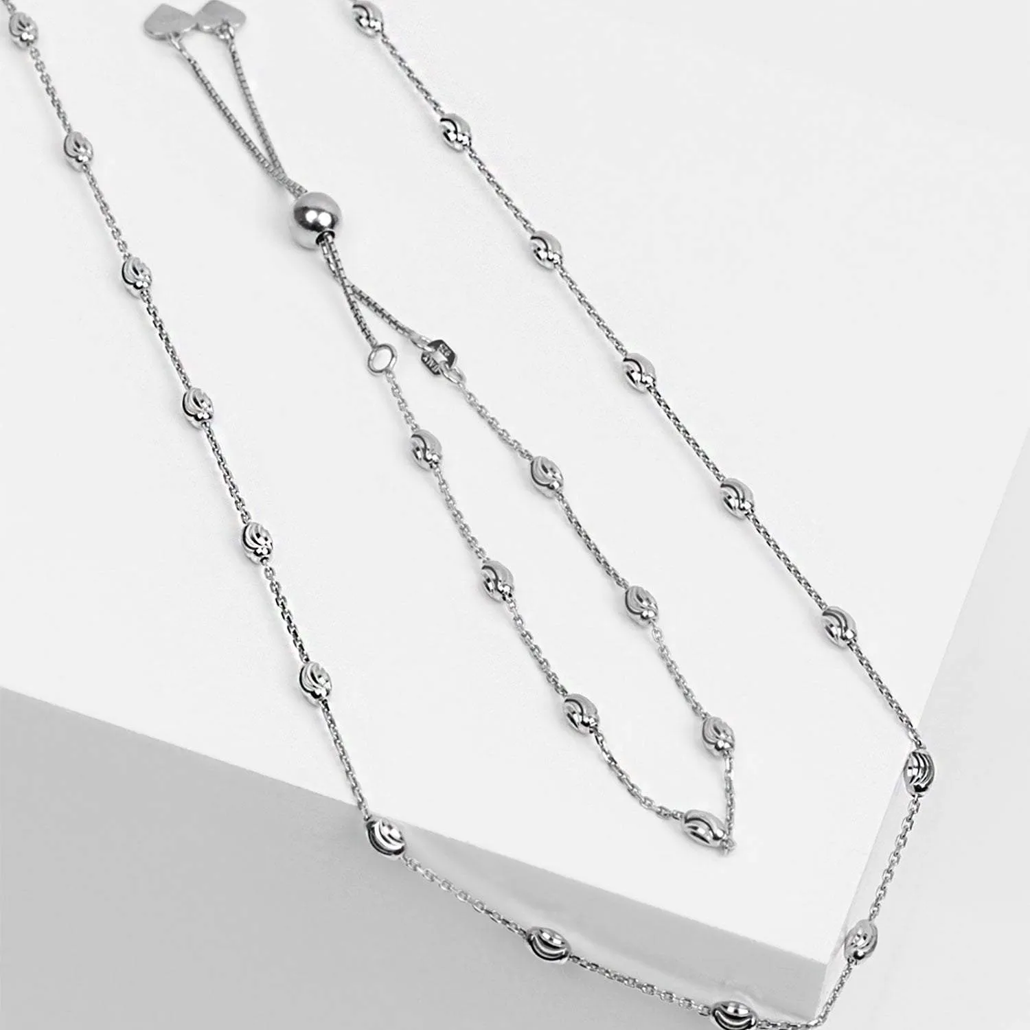 Adjustable Moon Cut Stazione Friendship Bracelet (Silver)
